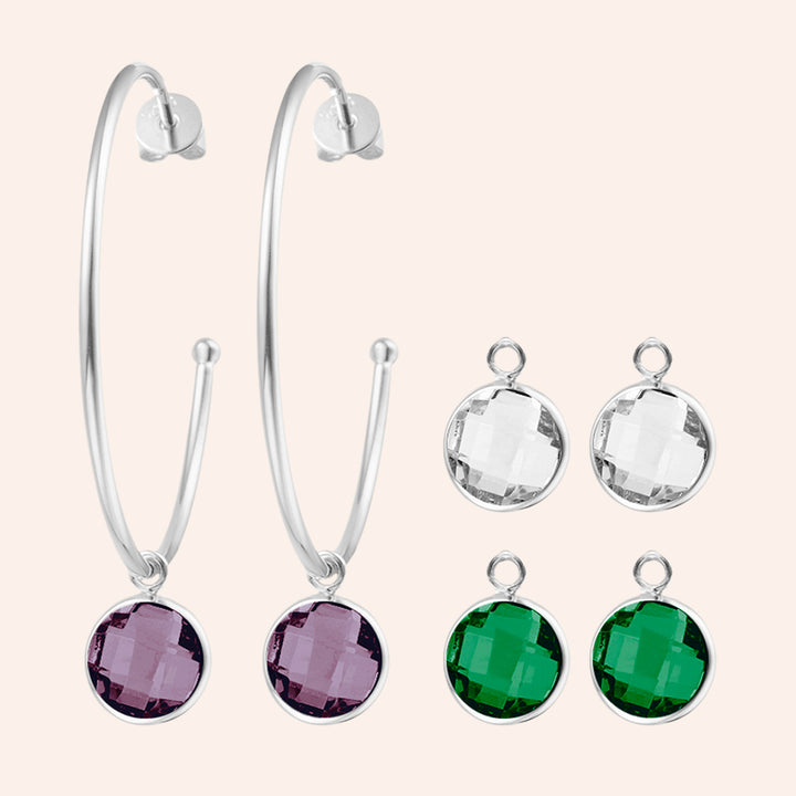 Four Ways to Charm Interchangeable Multi-Stone Hoop Earring Set