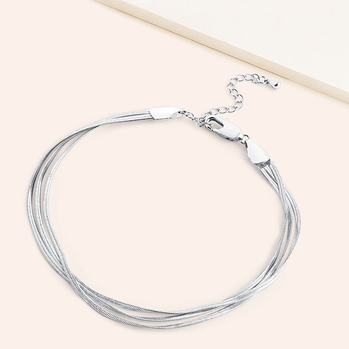 Rodeo High Polished Herringbone Chain Layered Anklet