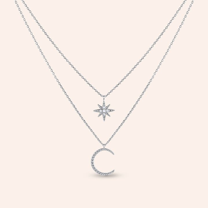 Cosmic Pave Star & Moon Layered Necklace