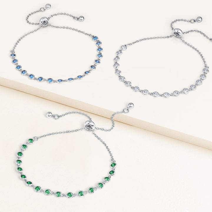 Treble Bezel Set Pull-tie Bracelets - Set of 3