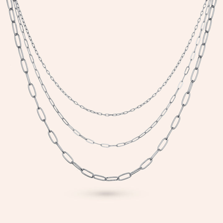 Cassandra High Polished Clip Chain Layered Necklace