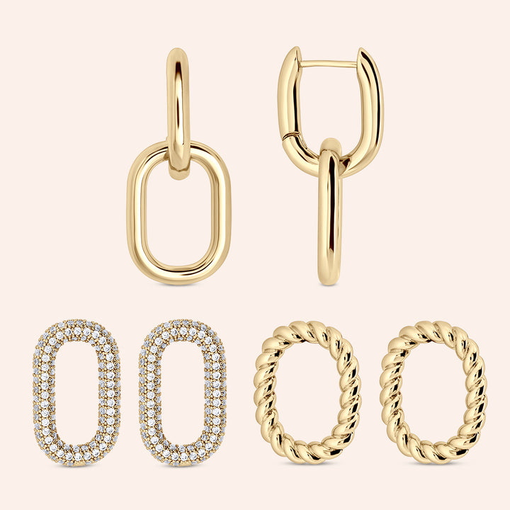 Change it Up 3 Interchangeable Links Hoop Earrings Set