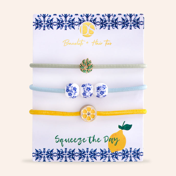 Lemon Squeeze Hair Ties & Bracelet Jewels -  Set of 3